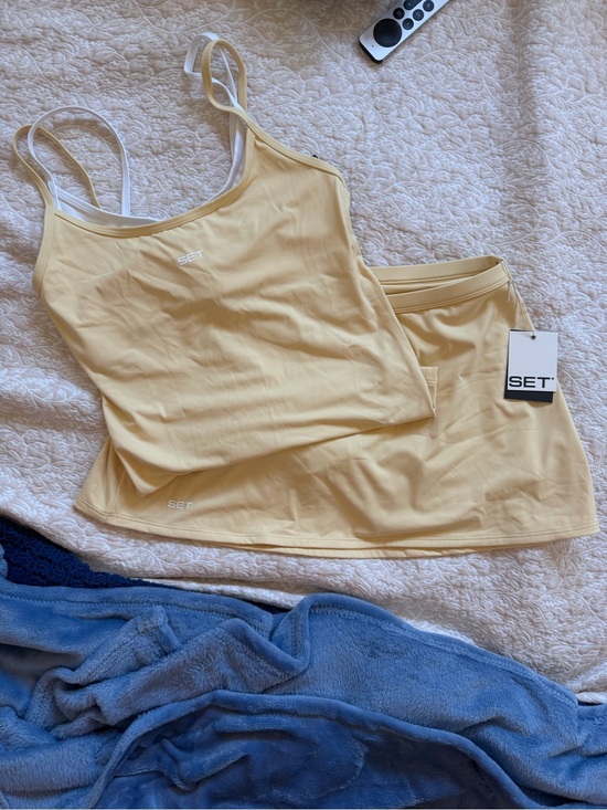SET Active Tops - SET Active Pale Yellow Tank Top and Skort Set